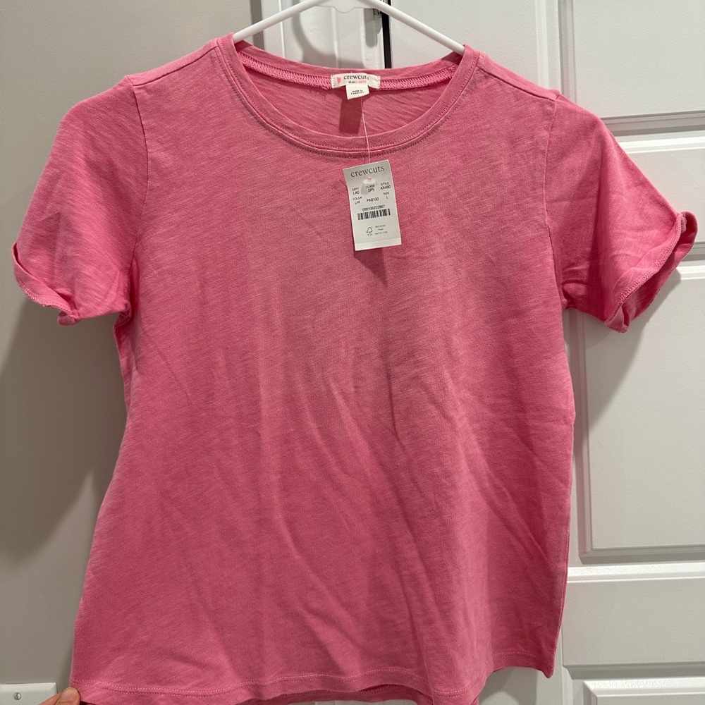 Crewcuts Pink t shirt with cuffs, girls size large (10-12)
